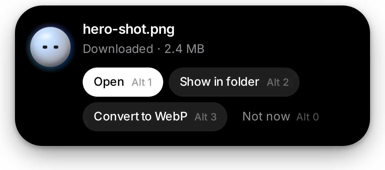 A download finishes